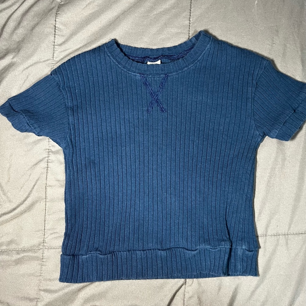 Kate‎ Quinn Blue Ribbed Organic Cotton Tee | Girls 3T